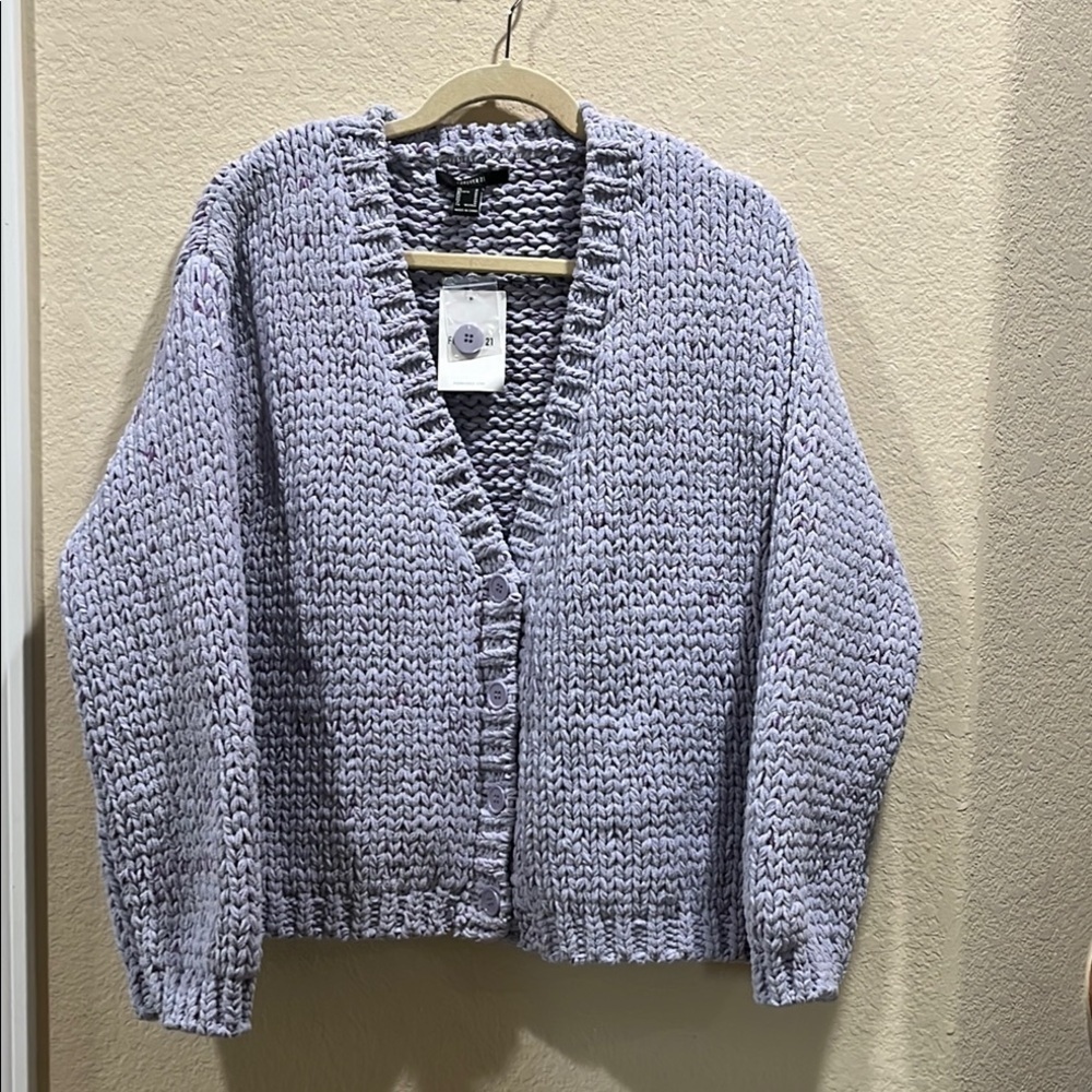 Forever21 Chunky Crochet Cozy Purple Knit Sweater Size Medium
